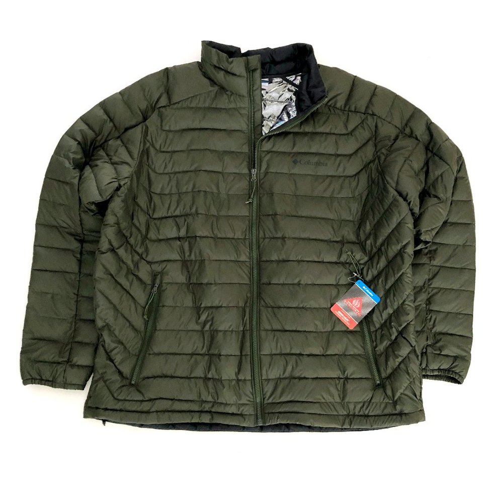 COLUMBIA Men's White Out Green Puffer Jacket 2XL